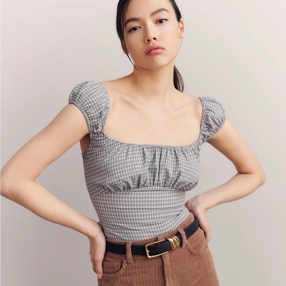 NWT Reformation Gray Checkered Women's Top - Picture 1 of 4